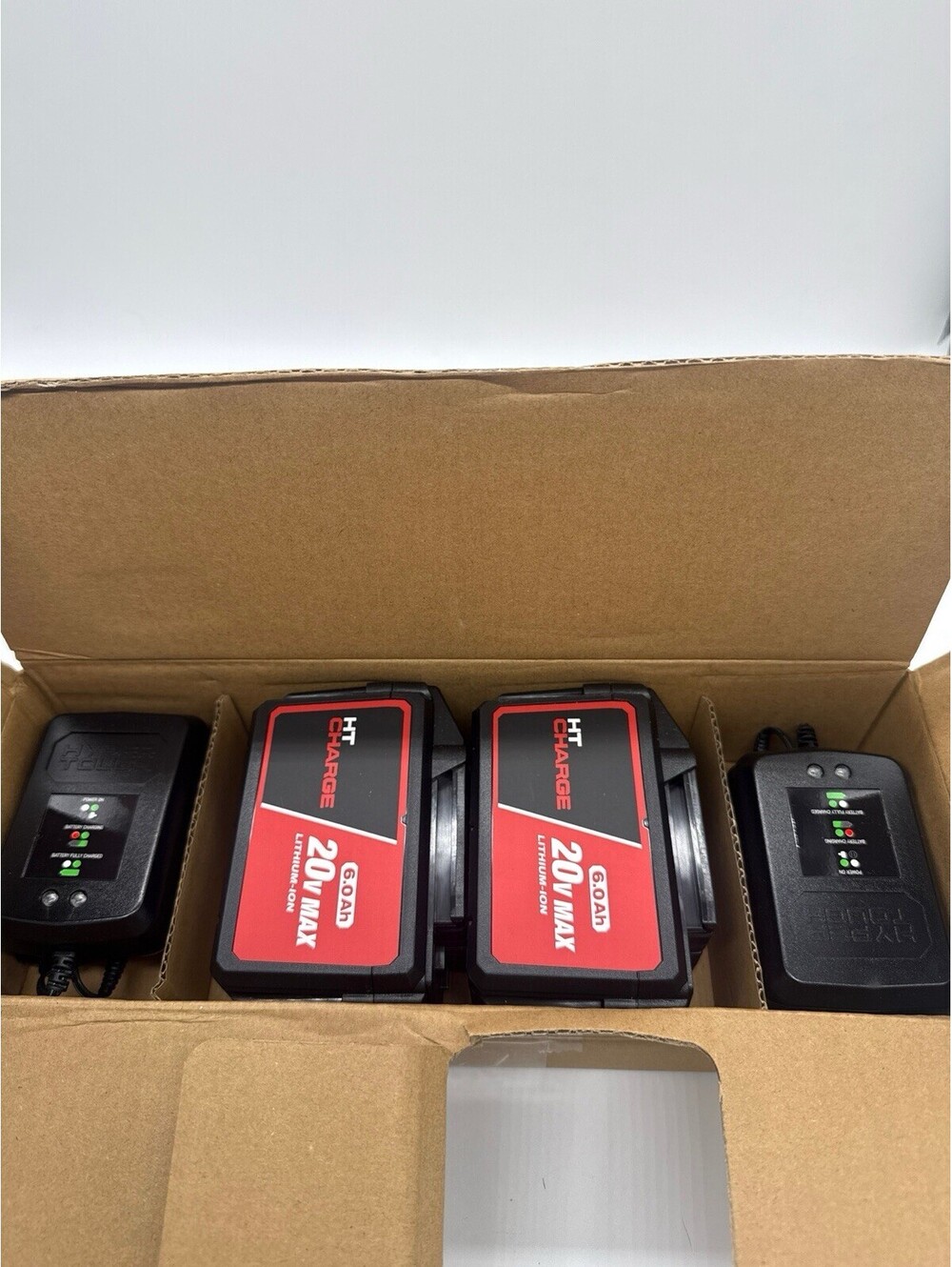 (2) New Hyper Tough 20V Max 6.0Ah Lithium-Ion Batteries & (2) Fast Chargers Set
